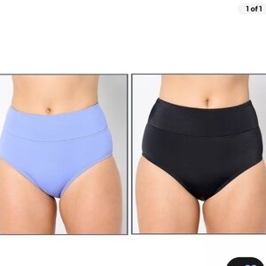 Zuda periwinkle and black 2 pack high waisted swim bottoms size 14